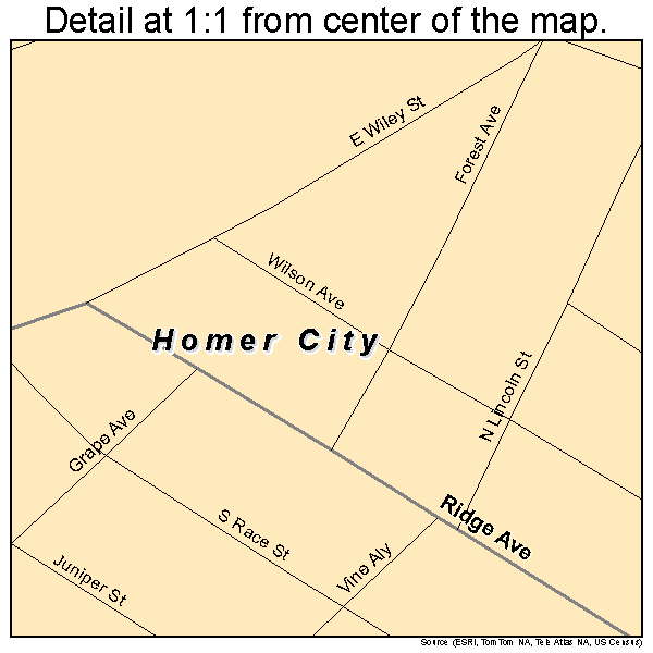 Homer City, Pennsylvania road map detail