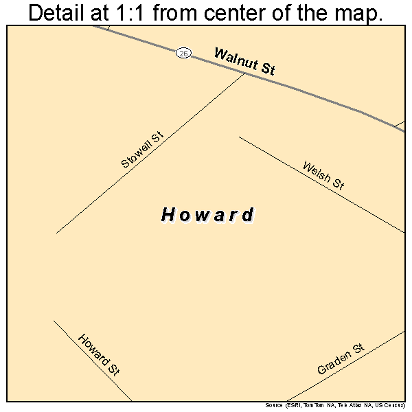 Howard, Pennsylvania road map detail