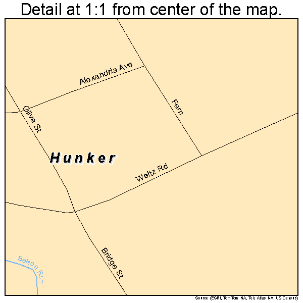 Hunker, Pennsylvania road map detail