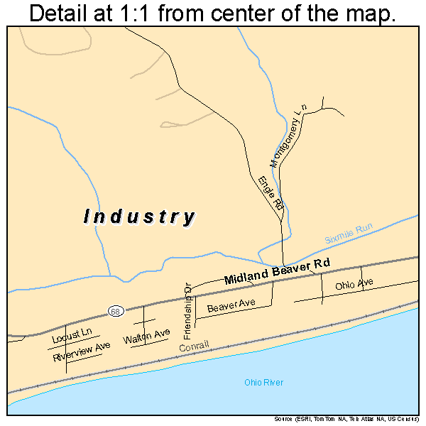 Industry, Pennsylvania road map detail