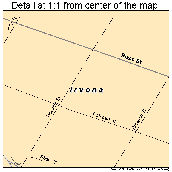 Irvona, Pennsylvania road map detail