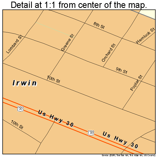Irwin, Pennsylvania road map detail