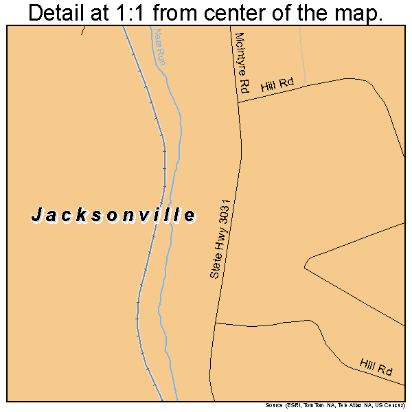Jacksonville, Pennsylvania road map detail