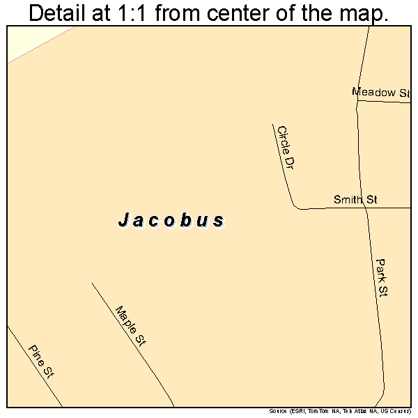 Jacobus, Pennsylvania road map detail