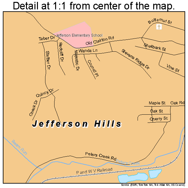 Jefferson Hills, Pennsylvania road map detail