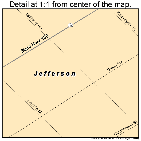 Jefferson, Pennsylvania road map detail