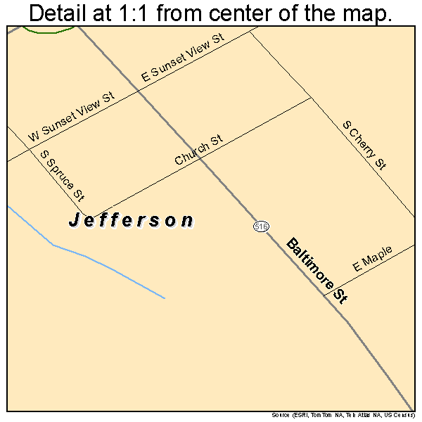Jefferson, Pennsylvania road map detail