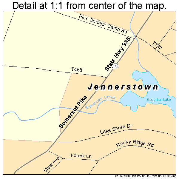 Jennerstown, Pennsylvania road map detail