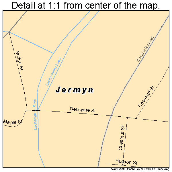 Jermyn, Pennsylvania road map detail