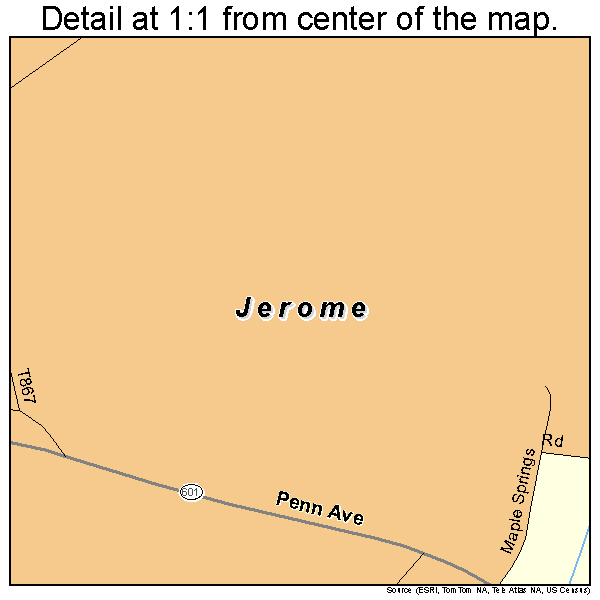 Jerome, Pennsylvania road map detail