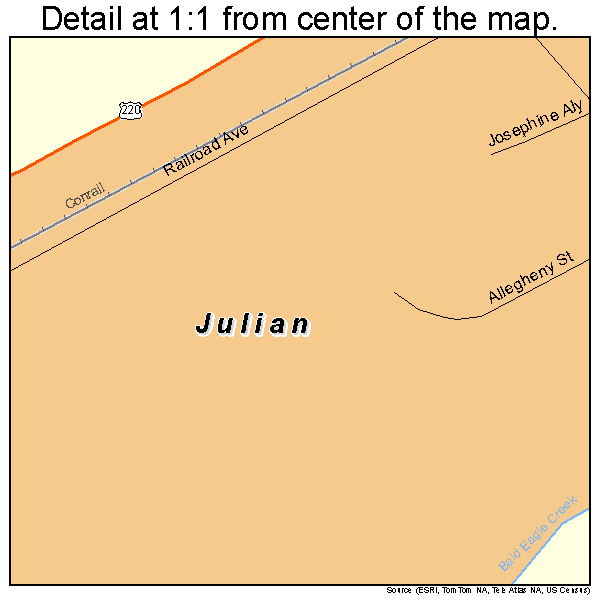 Julian, Pennsylvania road map detail