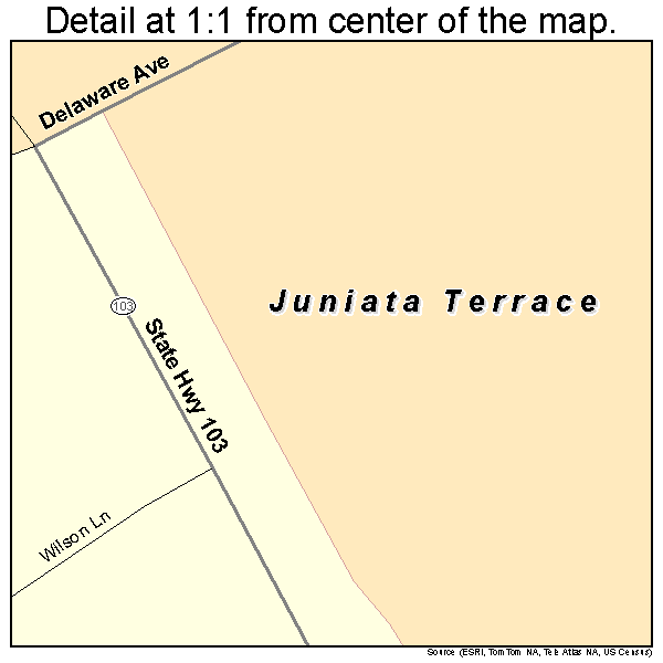 Juniata Terrace, Pennsylvania road map detail
