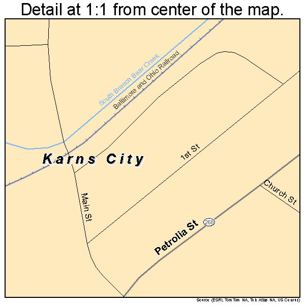 Karns City, Pennsylvania road map detail