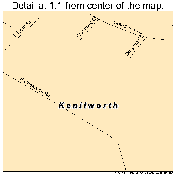 Kenilworth, Pennsylvania road map detail