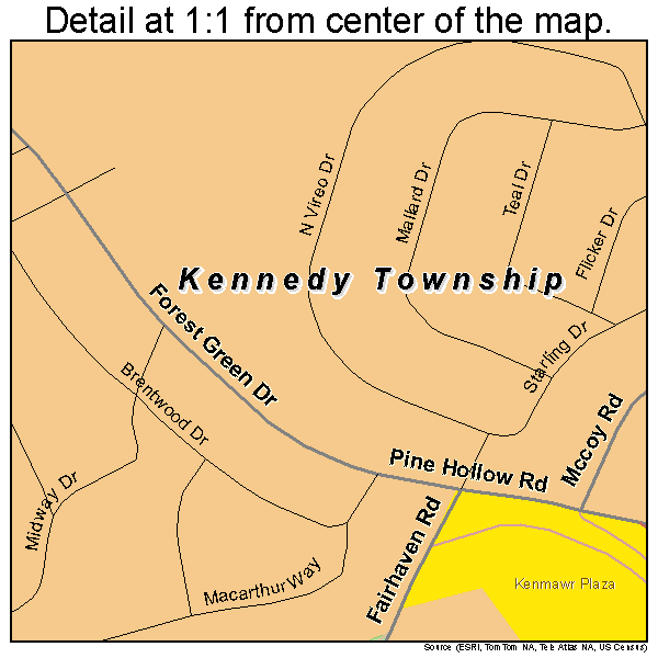 Kennedy Township, Pennsylvania road map detail