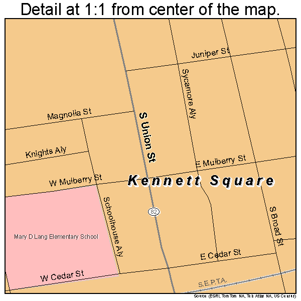 Kennett Square, Pennsylvania road map detail