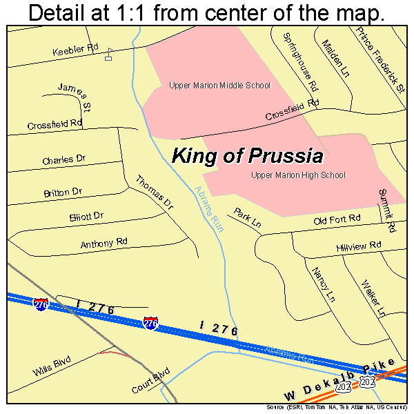 King of Prussia, Pennsylvania road map detail