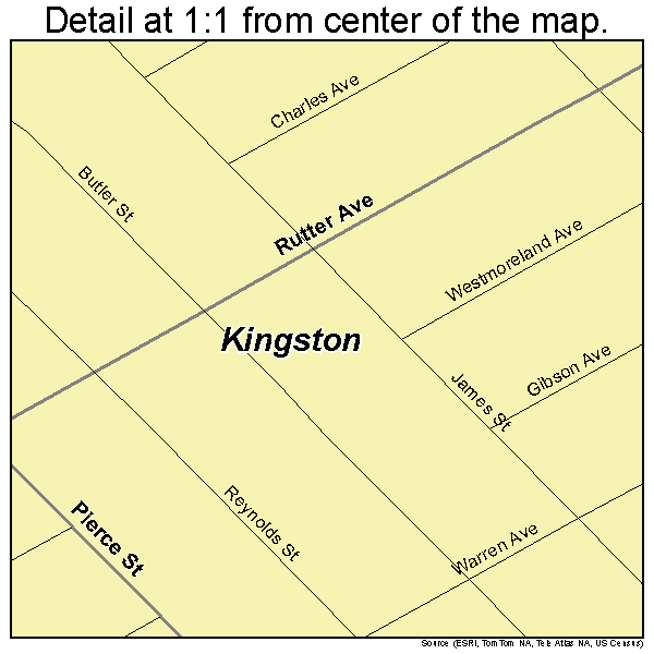 Kingston, Pennsylvania road map detail