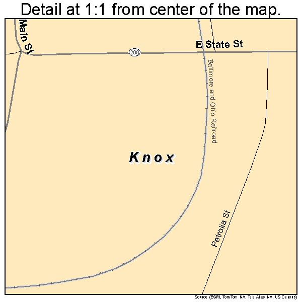 Knox, Pennsylvania road map detail