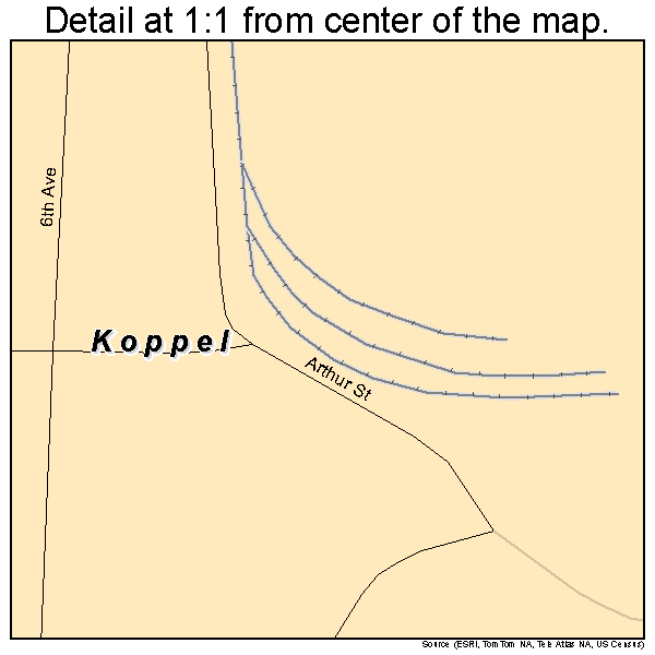 Koppel, Pennsylvania road map detail