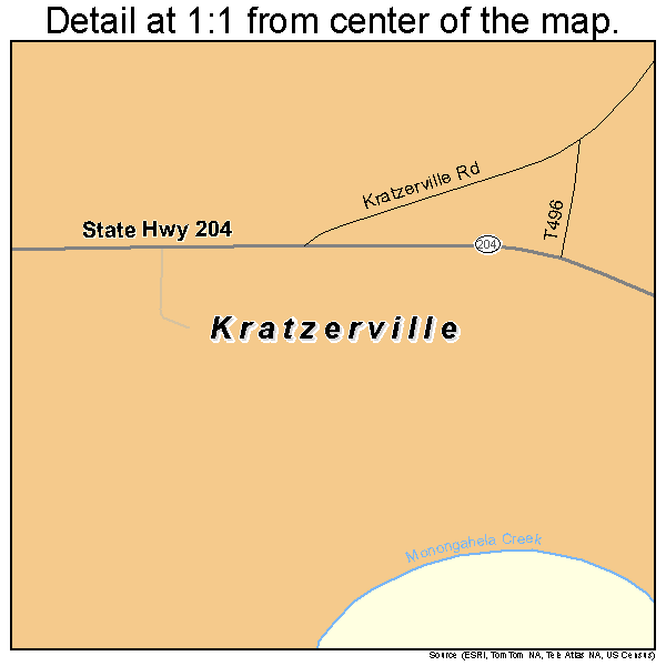 Kratzerville, Pennsylvania road map detail