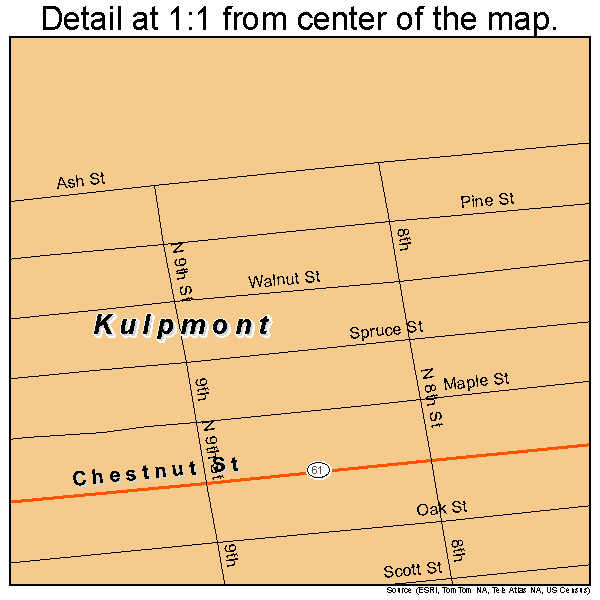 Kulpmont, Pennsylvania road map detail