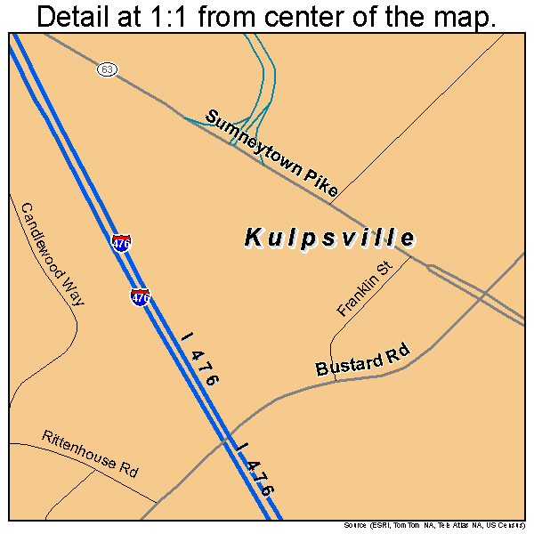 Kulpsville, Pennsylvania road map detail