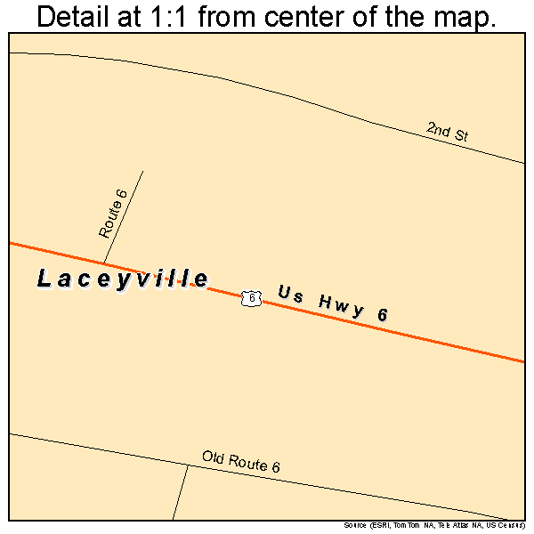 Laceyville, Pennsylvania road map detail