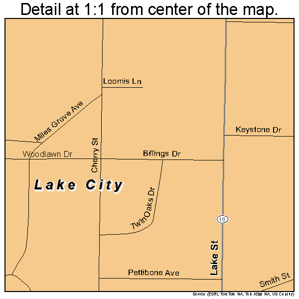 Lake City, Pennsylvania road map detail