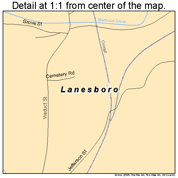 Lanesboro, Pennsylvania road map detail