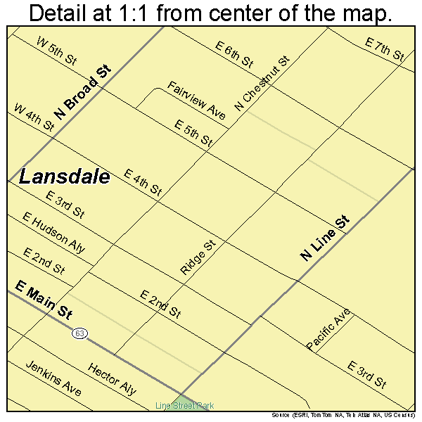 Lansdale, Pennsylvania road map detail