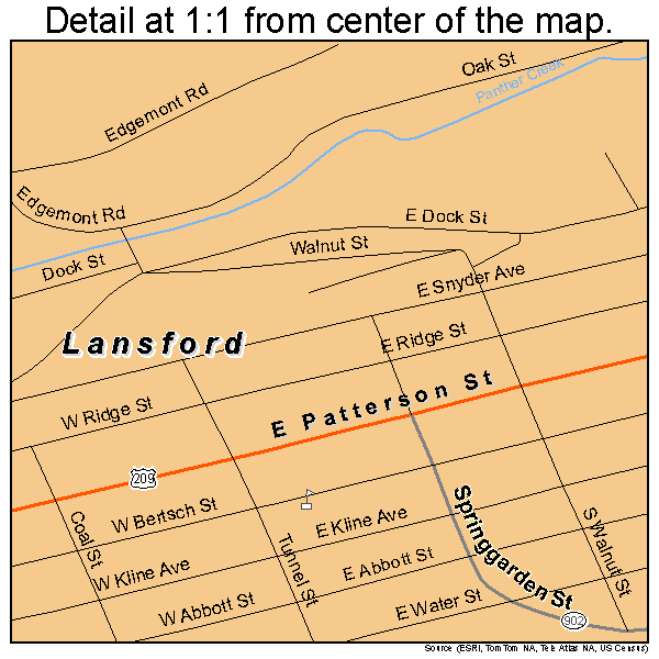 Lansford, Pennsylvania road map detail