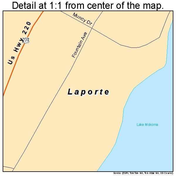 Laporte, Pennsylvania road map detail