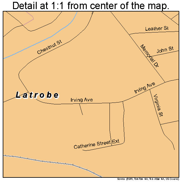 Latrobe, Pennsylvania road map detail
