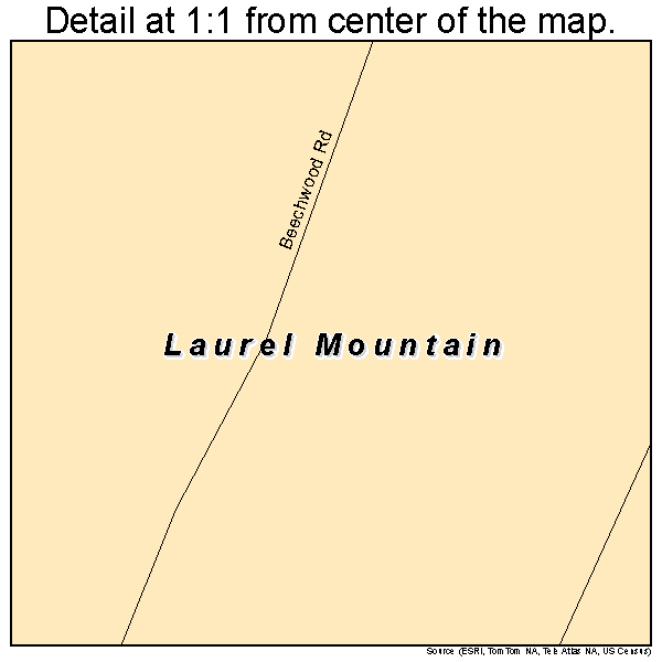 Laurel Mountain, Pennsylvania road map detail