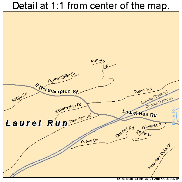 Laurel Run, Pennsylvania road map detail