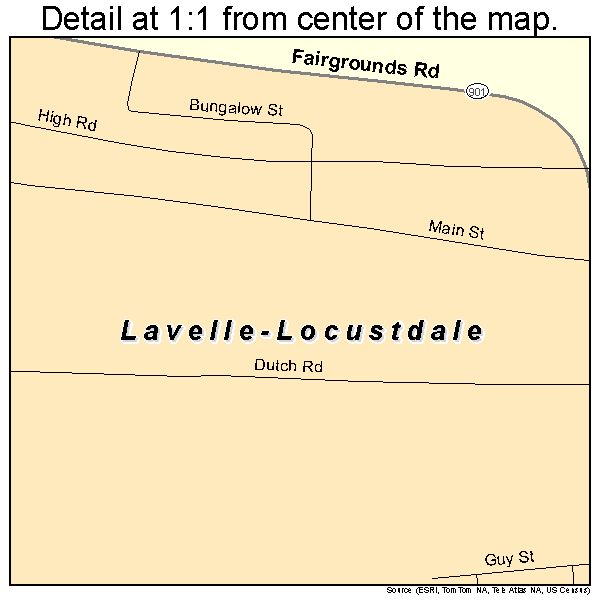 Lavelle-Locustdale, Pennsylvania road map detail