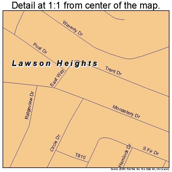 Lawson Heights, Pennsylvania road map detail