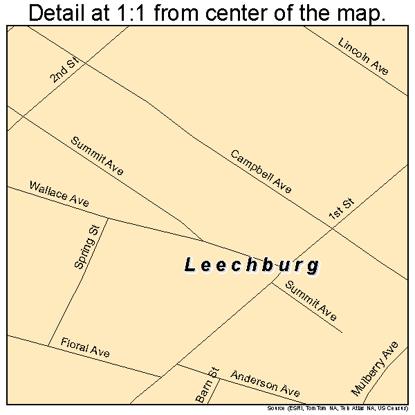 Leechburg, Pennsylvania road map detail