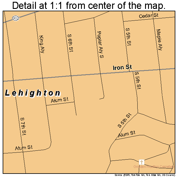 Lehighton, Pennsylvania road map detail