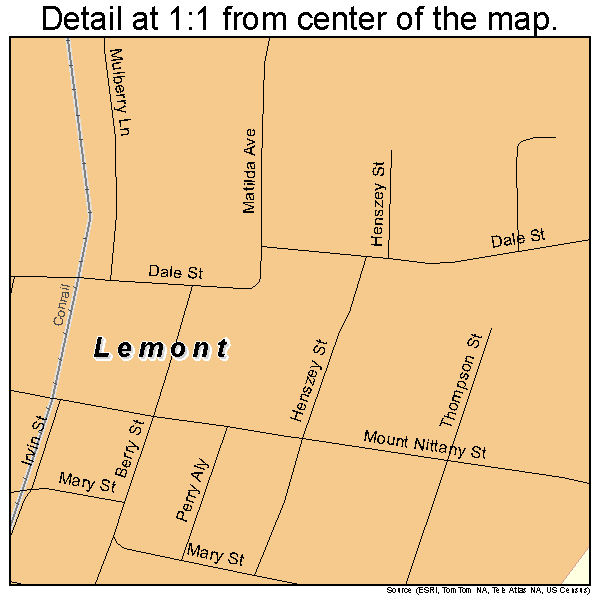 Lemont, Pennsylvania road map detail