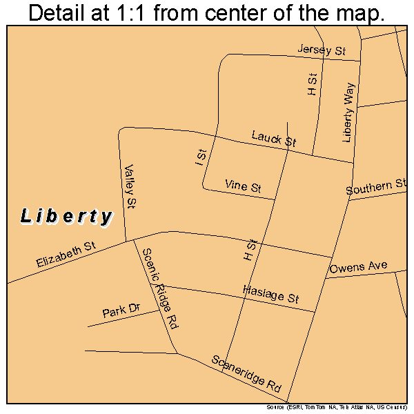 Liberty, Pennsylvania road map detail