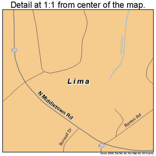 Lima, Pennsylvania road map detail