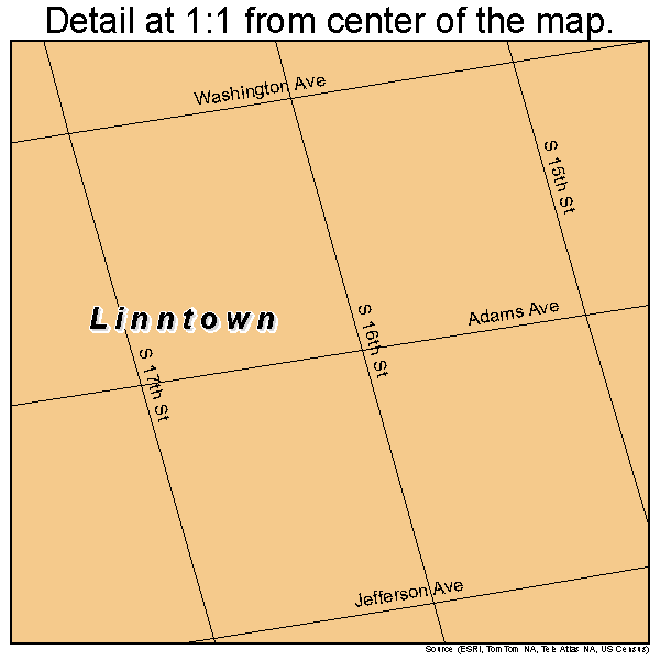 Linntown, Pennsylvania road map detail