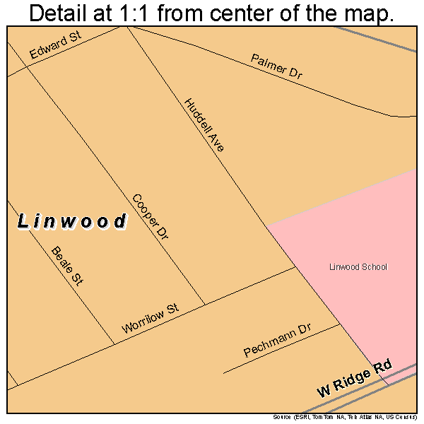 Linwood, Pennsylvania road map detail