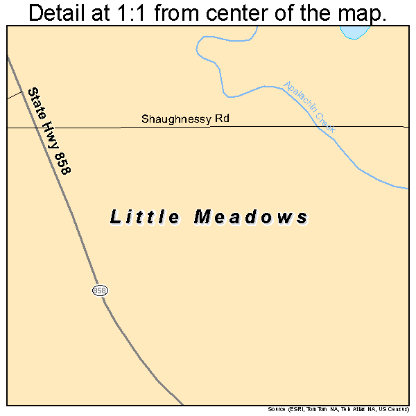 Little Meadows, Pennsylvania road map detail