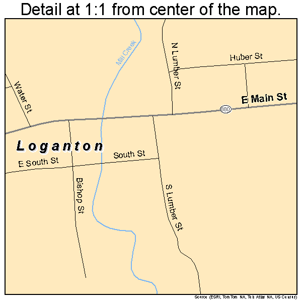 Loganton, Pennsylvania road map detail