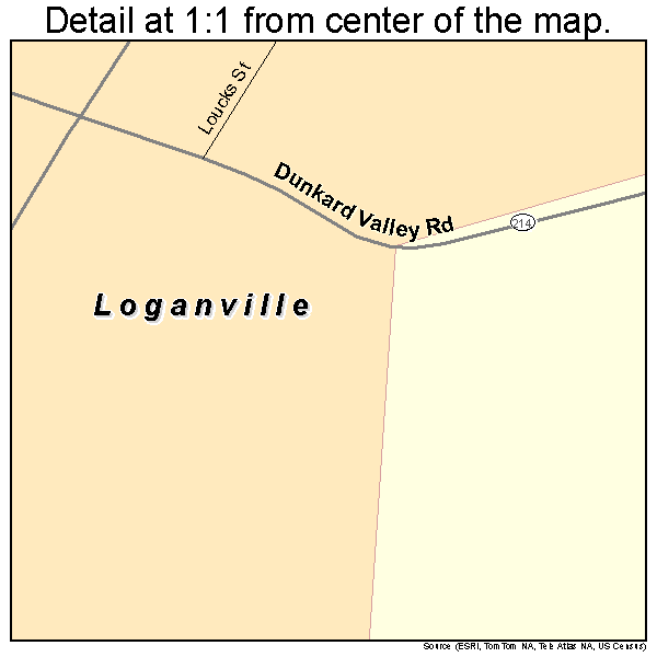 Loganville, Pennsylvania road map detail