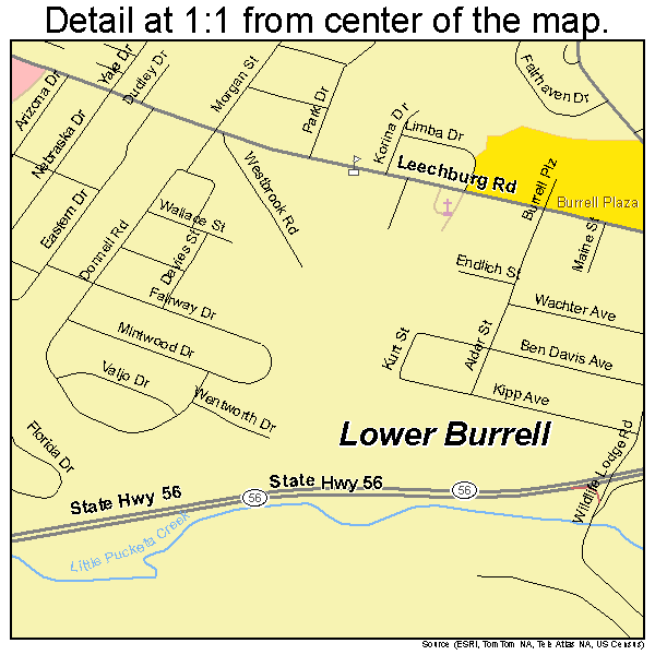 Lower Burrell, Pennsylvania road map detail