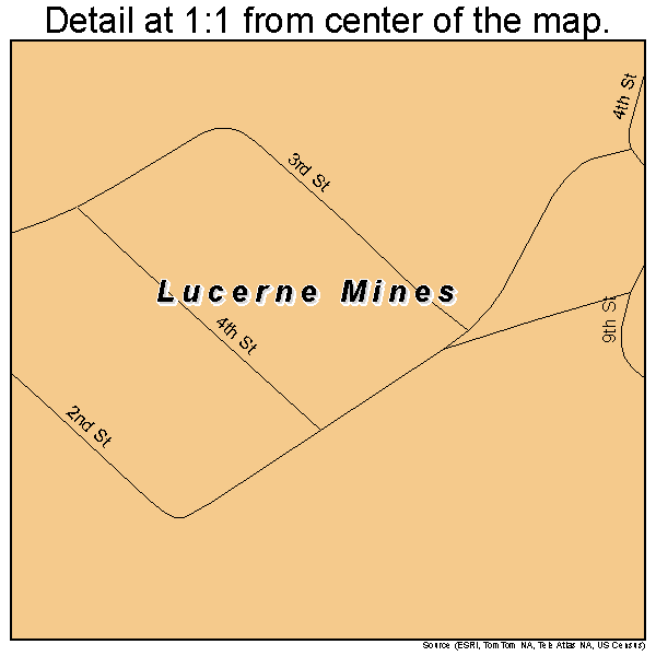 Lucerne Mines, Pennsylvania road map detail
